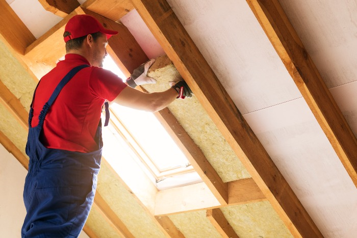 Installing Batt Insulation in Sloped ceiling.